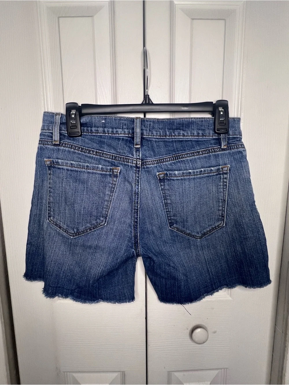 LOFT Distressed Mid-Blue Denim Cutoff Shorts